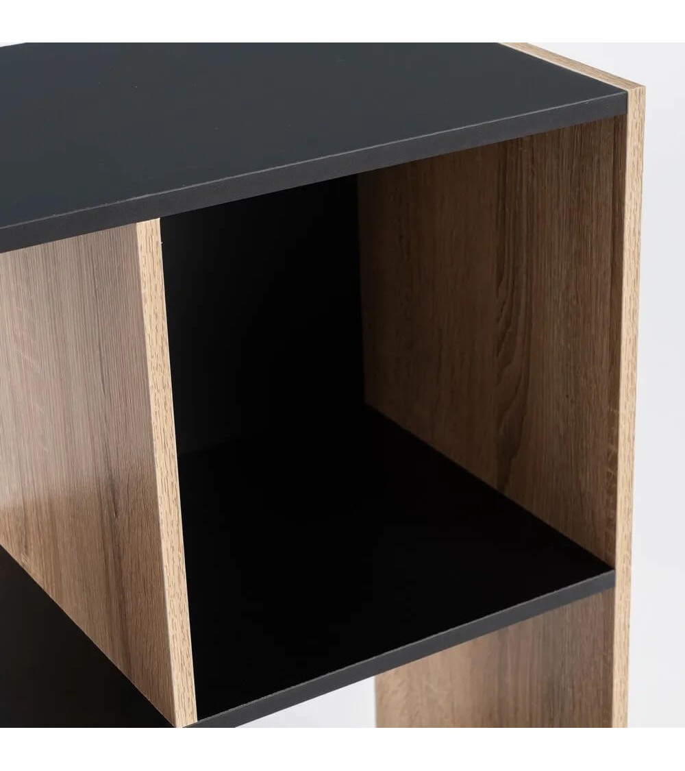 Estantería cubo de madera MDF negra y beige de 60x29x62 cm