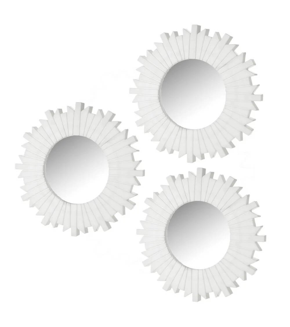 Set 3 Espejos Decorativos Recibidor Blanco