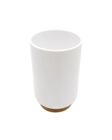 Set 2 Accesorios Baño de Bambú Estilo nordico Blanco Dispensador y vaso