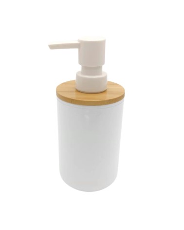 Set 2 Accesorios Baño de Bambú Estilo nordico Blanco Dispensador y vaso