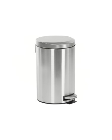 Papelera de cocina, cubo de basura mate plateada de acero inoxidable de 12 litros