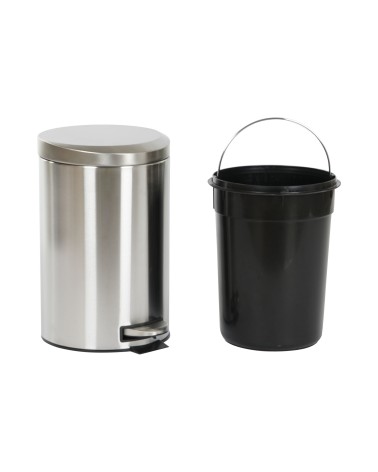 Papelera de cocina, cubo de basura mate plateada de acero inoxidable de 12 litros