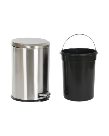 Papelera de cocina, cubo de basura mate plateada de acero inoxidable de 20 litros