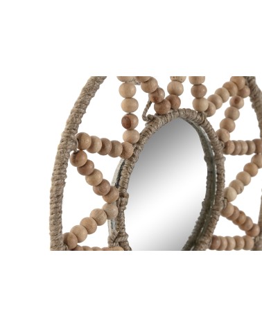 Juegos de 3 espejos de pared madera natural combinado 20 cm x3