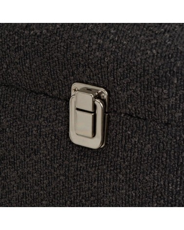 Puff arcón maleta tapizado con tela de borreguito gris oscuro de 50x35x46 cm