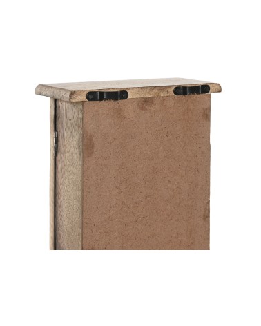 Caja guardallaves de pared madera mango buda blanco de 6 colgadores