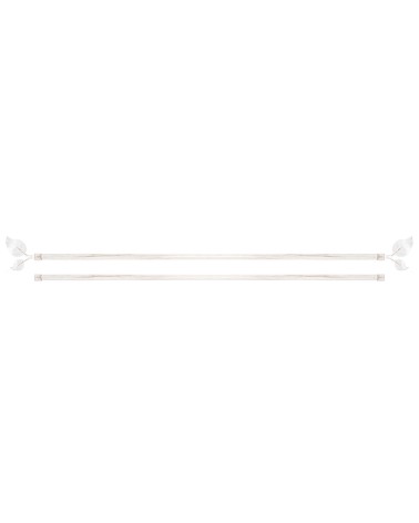 Barra de Cortina Extensible Doble de Metal Blanca Minimalista para Dormitorio Hojas de 120-210 cm