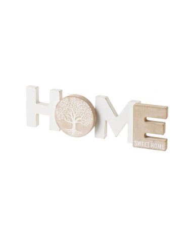 Set de 2 murales Home y Love de madera en blanco y natural de 30x8 cm