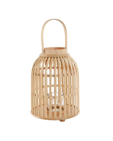 Farol portavela de bambu natural de Ø 22,5x22,5x30 cm