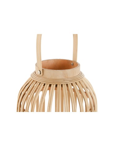 Farol portavela de bambu natural de Ø 22,5x22,5x30 cm