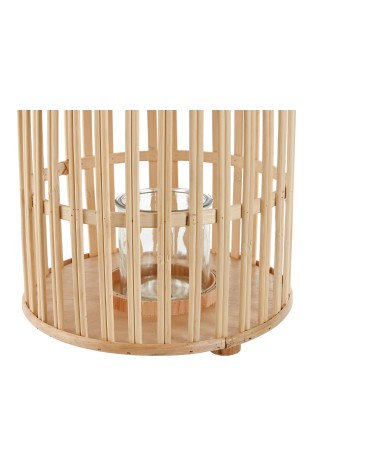 Farol portavela de bambu natural de Ø 22,5x22,5x30 cm