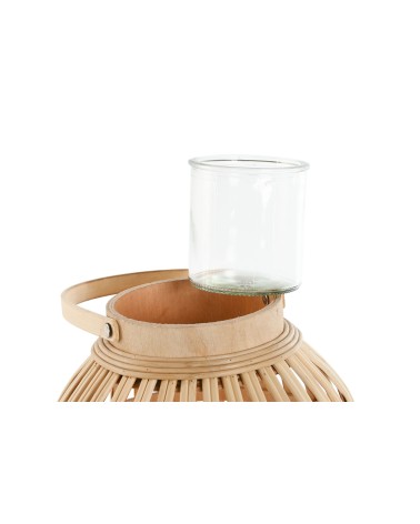 Farol portavela de bambu natural de Ø 22,5x22,5x30 cm