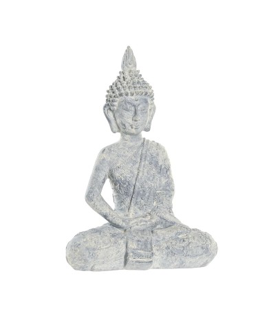 Figura resina sentado de buda gris para decoracion de mesa 15x9x22 cm