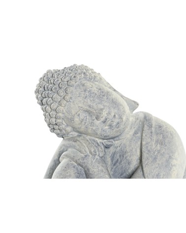 Figura resina sentado de buda gris para decoracion de mesa 18x14x23 cm