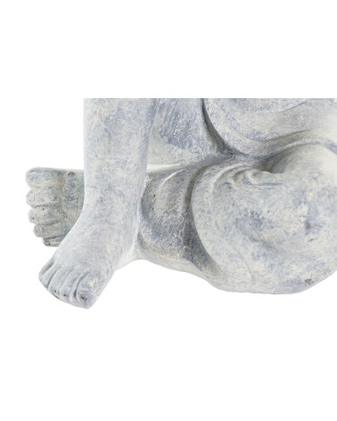 Figura resina sentado de buda gris para decoracion de mesa 18x14x23 cm