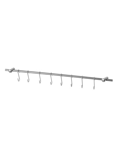 Barra Colgador de Utensilios Acero Inoxidable Cocina 8 Ganchos 54,5cm