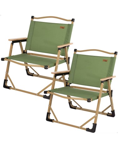 Juego de 2 sillas plegables bajas glamping verde acero 47x45x62 cm