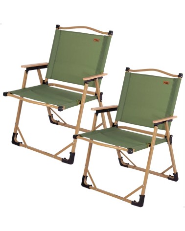 Juego de 2 sillas plegables bajas glamping verde acero 47x51x77 cm