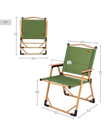 Juego de 2 sillas plegables bajas glamping verde acero 47x51x77 cm