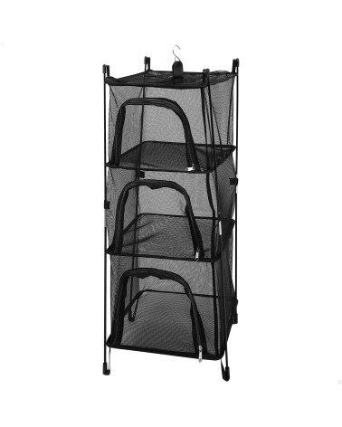 Organizador Armario Colgante, 38 x 36 x 87 cm, Estantería Camping, 3 Niveles, Balda Superior, 1 Gancho