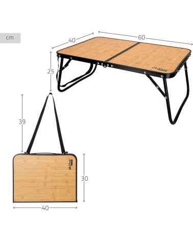 Mesa plegable camping portátil diseño madera con asa para fácil transporte 60x40x25cm , mesa pequeña, mesa picnic