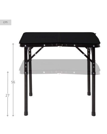 Mesa Plegable pequeña Negro 60 x 45 x 27/56 cm, Altura Ajustable, Soporta 30 kg