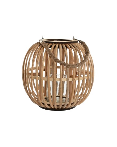 Farol portavela de rattan natural de Ø 28x28x27 cm