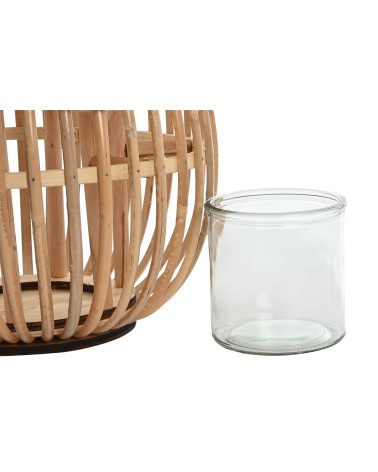 Farol portavela de rattan natural de Ø 28x28x27 cm