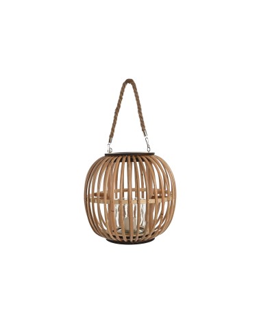 Farol portavela de rattan natural de Ø 28x28x27 cm