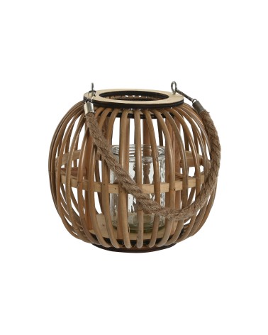 Farol portavela de rattan natural de Ø 22x22x19 cm