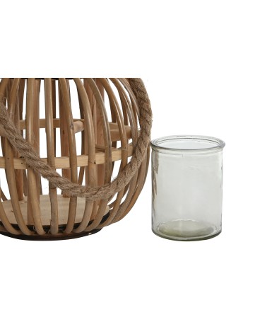 Farol portavela de rattan natural de Ø 22x22x19 cm