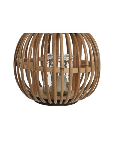 Farol portavela de rattan natural de Ø 22x22x19 cm