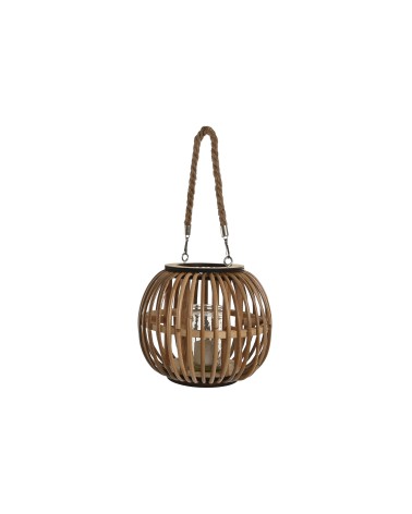 Farol portavela de rattan natural de Ø 22x22x19 cm