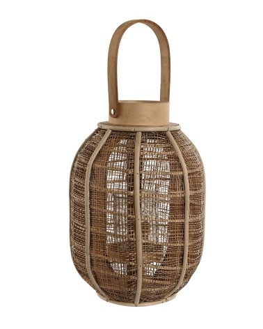 Farol portavela de rattan natural de Ø 22x22x32 cm