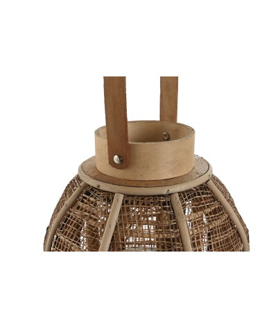 Farol portavela de rattan natural de Ø 22x22x32 cm