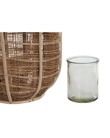 Farol portavela de rattan natural de Ø 22x22x32 cm