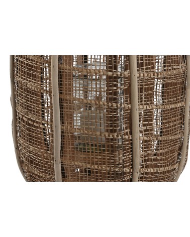 Farol portavela de rattan natural de Ø 22x22x32 cm