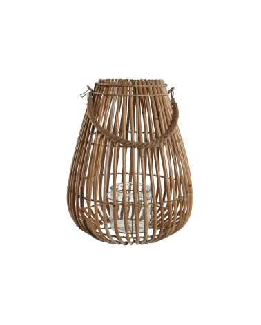 Farol portavela de rattan natural de Ø 27x27x37 cm