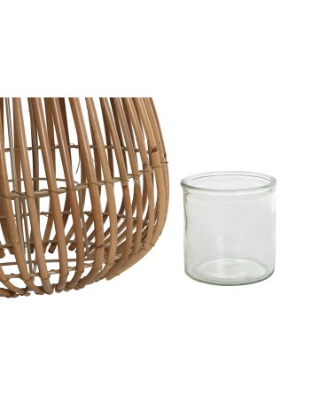 Farol portavela de rattan natural de Ø 27x27x37 cm