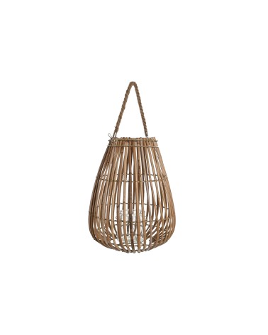 Farol portavela de rattan natural de Ø 27x27x37 cm