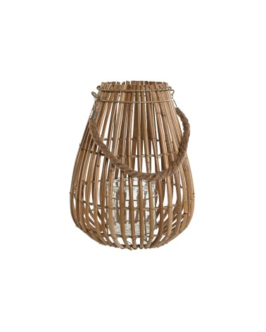 Farol portavela de rattan natural de Ø 24x24x32 cm