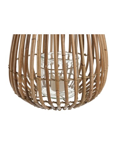 Farol portavela de rattan natural de Ø 24x24x32 cm