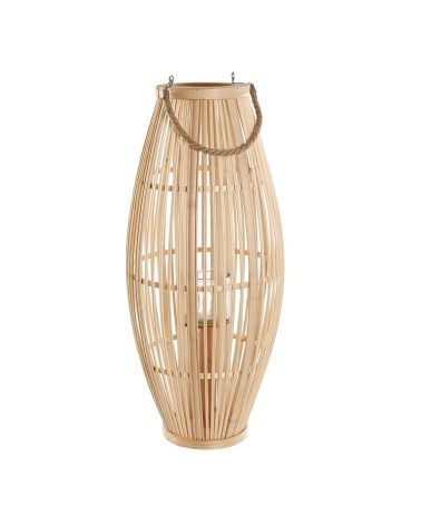 Farol portavela de rattan natural de Ø 28x28x65 cm