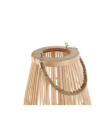 Farol portavela de rattan natural de Ø 28x28x65 cm