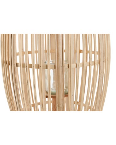 Farol portavela de rattan natural de Ø 28x28x65 cm