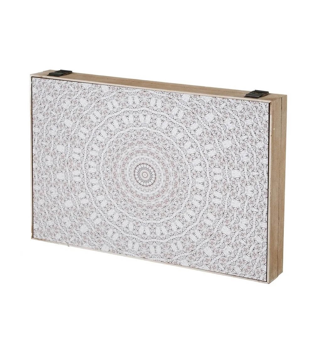 Tapa contador luz o cuadro eléctrico flores de madera blanco y gris de  46x6x32 cm