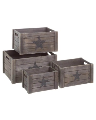 Set de 4 cajas de madera de diseño gris