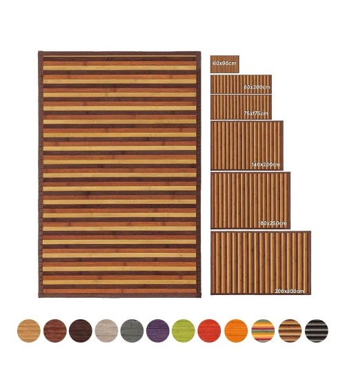 Alfombra de baño rectangular Bambú 50x80 cm marrón
