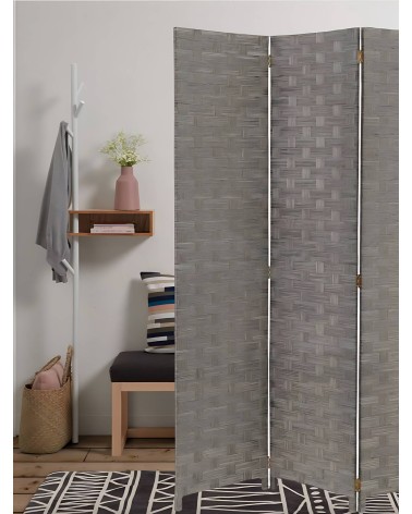 Biombo plegable de 3 hojas de madera gris oriental de 120x175 cm