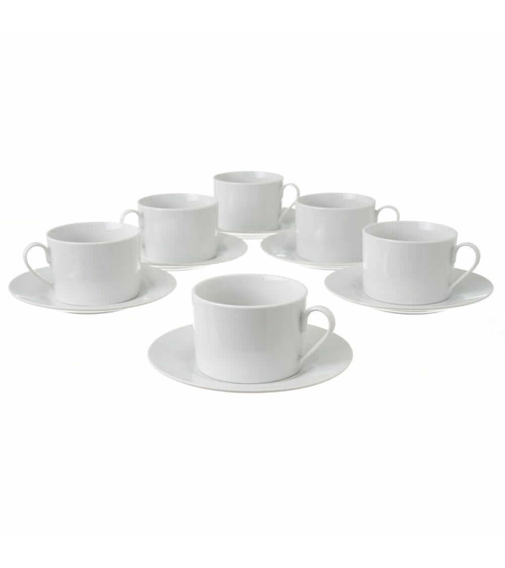 JUEGO 6 TAZAS CAFÉ 10CL PORCELANA BLANCA FINA